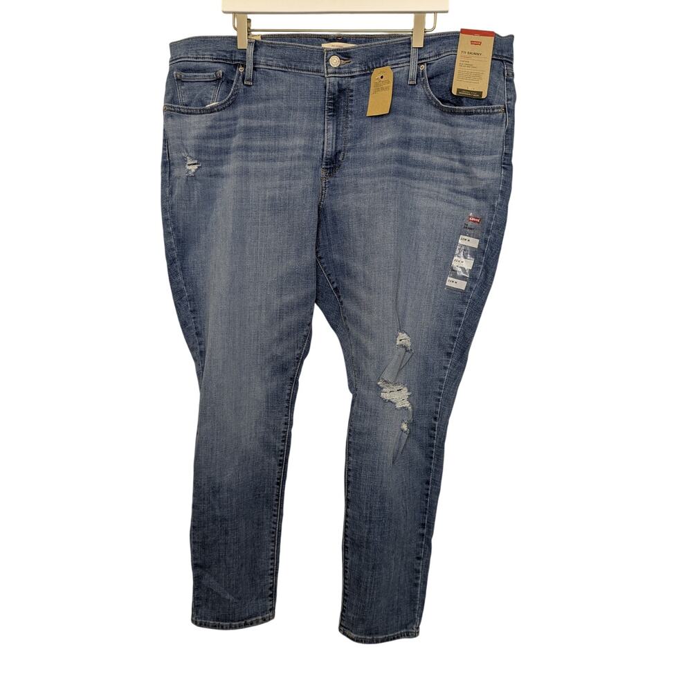 Levis 711 Skinny Jeans Distressed Soft Stretchy High Rise Womens Size 22 W